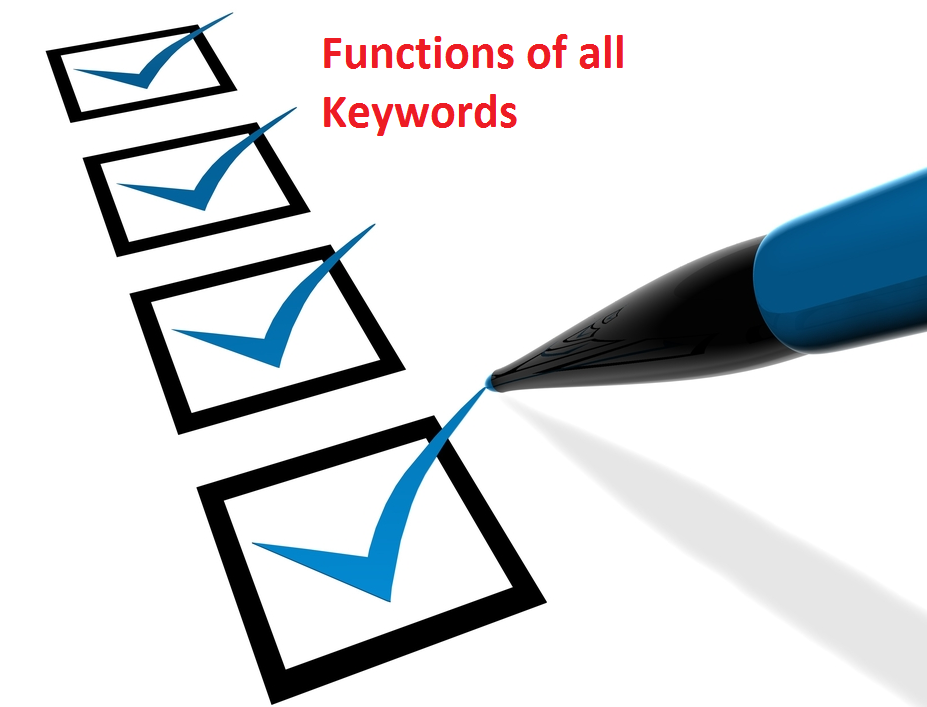 Keywords Used In Java Program