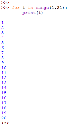 A script that prints numbers from 1 to 20