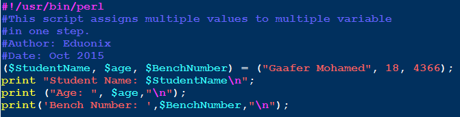 perl multiple variable assignment