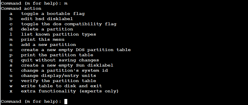 Fdisk меню. No Bootable Partition in Table что делать. System Partition is empty.