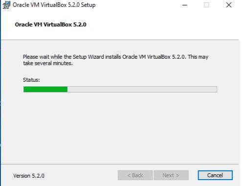 VM virtualbox setup wizard