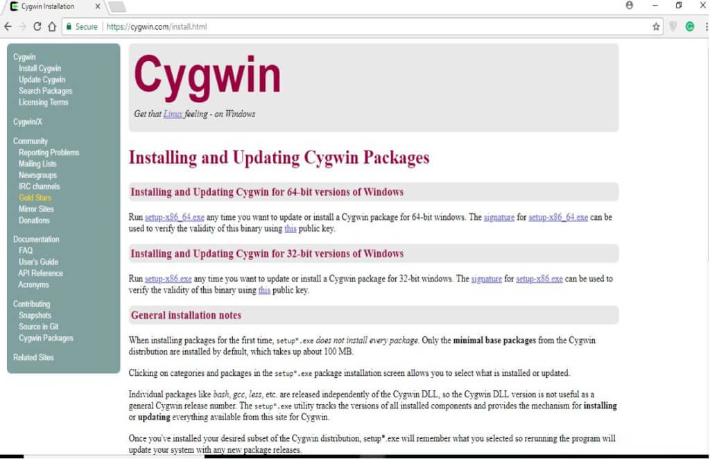 install Cygwin