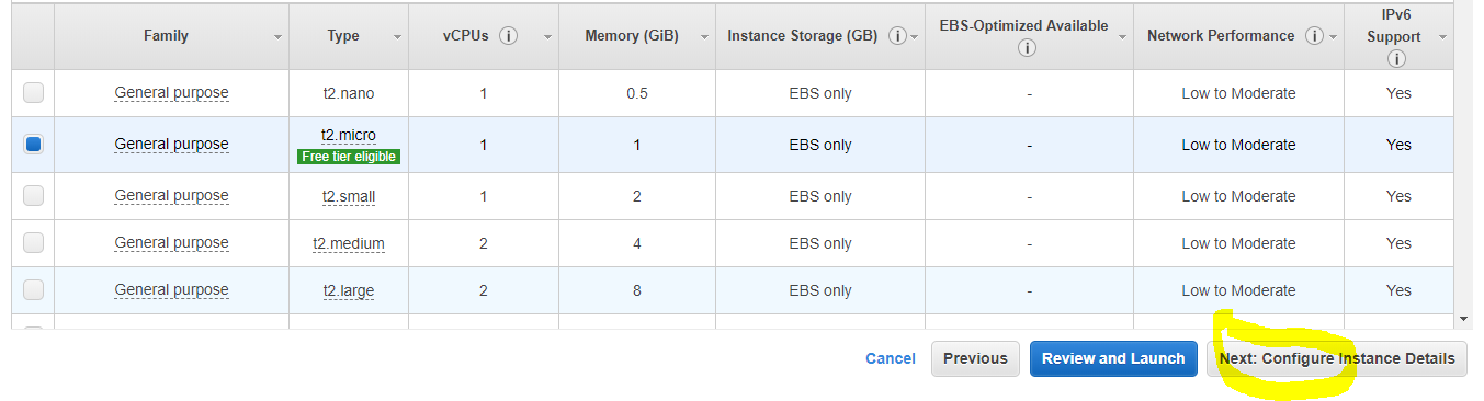 configure instance details