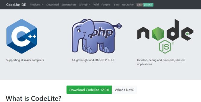 Codelite IDE homepage