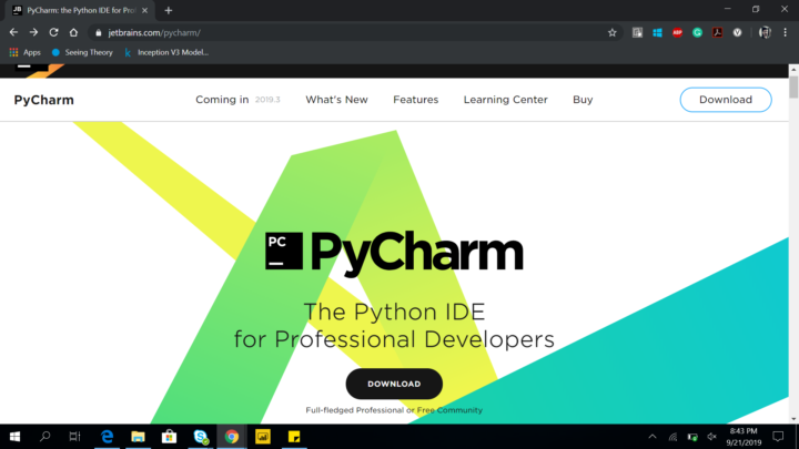 PyCharm homepage