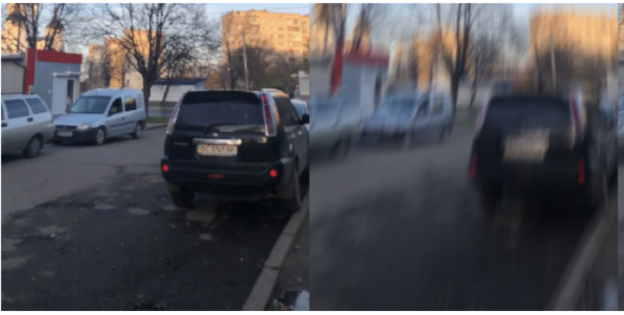 Figure 19. A sample from the GoPro Dataset. Sharp Image (Left) and Motion Blurred Image (Right)