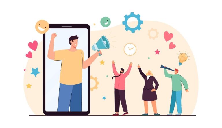 blogger-phone-screen-attracting-new-followers-flat-vector-illustration-man-with-loudspeaker-promoting-new-products-services-engaging-audience-smm-influencer-marketing-concept_74855-23963