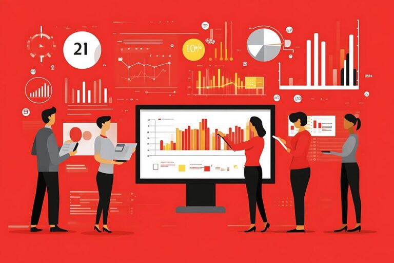 businesspeople-analyzing-data-large-monitor-screen_309199-40011