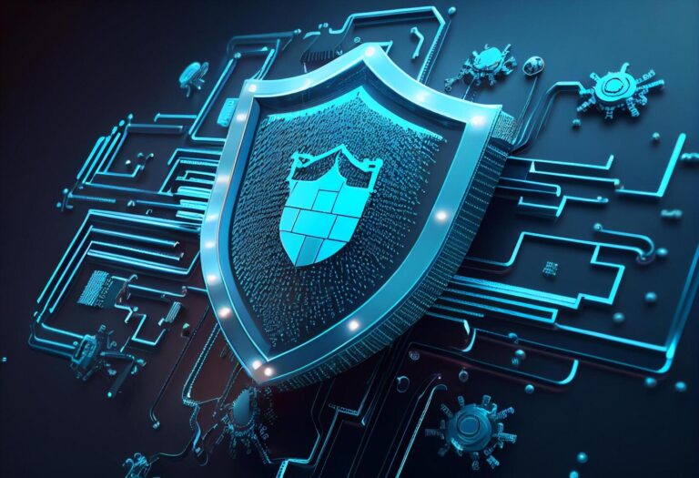 cyber-security-concept-with-padlock-on-blue-background-3d-rendering-generative-ai-free-photo